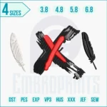 Bold red X stitched design, ideal for patches, jackets, and accessories.