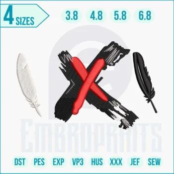 Bold red X stitched design, ideal for patches, jackets, and accessories.