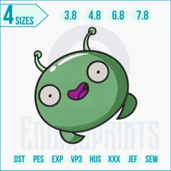 Mooncake Space embroidery design featuring a cute Mooncake character in a colorful cosmic scene, perfect for jackets, hats, bags, and home décor.