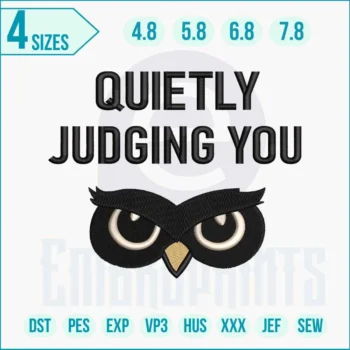 Owl Eyes embroidery design with realistic detailed stitching.