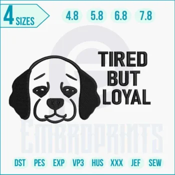 Sad dog embroidery design with expressive puppy eyes.