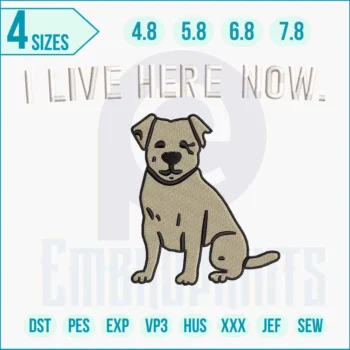 “Staffordshire Bull Terrier embroidery design for shirts, hoodies, tote bags, and other machine embroidery projects”